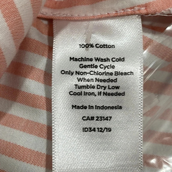 NWT Talbots Tie Waist Button Front Striped Orange and White Short Sleeve 2P - Picture 13 of 15